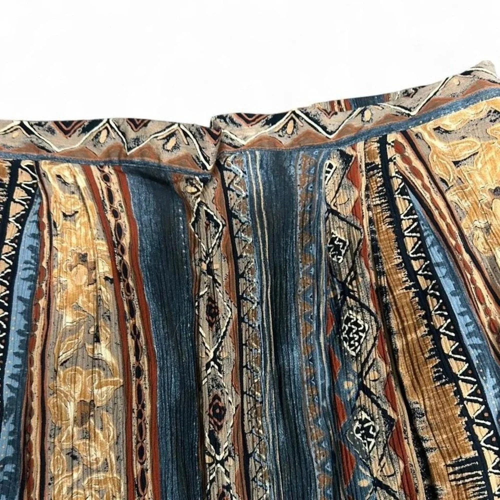 Vintage retro midi-coloured, blue, yellow, and orange striped midi‎ skirt size.